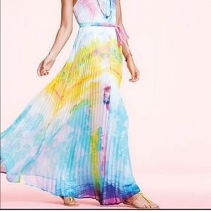 Watercolor Pleated Maxi Dress